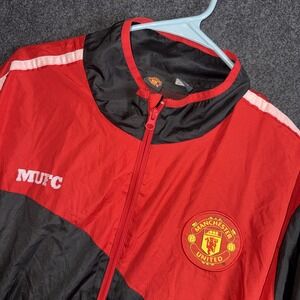 Manchester United FC Windbreaker Jacket Size XL Red Black Style Soccer Vintage